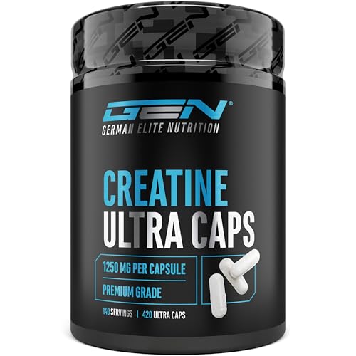 Creatine Ultra Caps - 420 Kapseln mit je 1250 mg reinem Creatin Monohydrat - Premium: Ultrafein + Mesh-Faktor von 200 - Hochdosiert