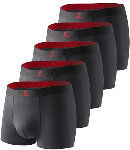 GLESTORE Unterhosen Männer Boxershorts Herren Modal Unterwäsche 5er Pack 5dunkelgrau L