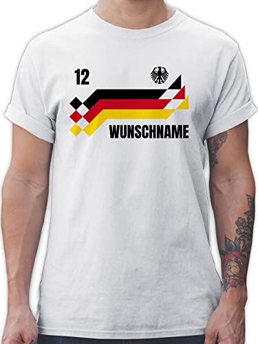 T-Shirt Herren - 2026 Fussball WM Fanartikel - Deutschland Trikot mit Name und Nummer Germany - L - Weiß - Deutschland-t-Shirt em Tshirt 2024 fußball German Shirt Bedruckt fußball-Fanartikel