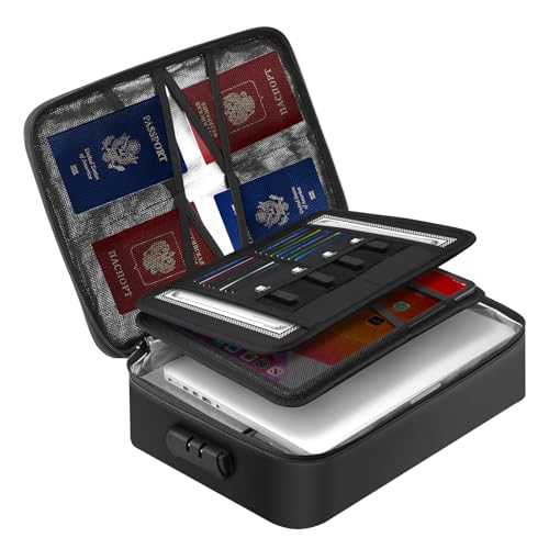 kanhiro Feuerfeste Dokumentenbox 2000℉ Wärmeisoliert, Feuerfeste Dokumententasche mit Schloss, Dokumentenbox Akten-Organizer Tragbare Aktentasche Zuhause und Büro für Wichtige Dokumente Zertifikate