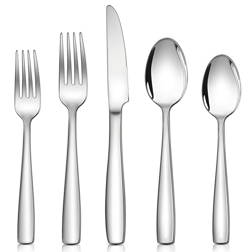 Homikit Besteck Set, 30-teilig Besteckset für 6 Personen, Edelstahl Poliert Essbesteck, Elegantes Besteck mit Messer Gabel Löffel für Hause Küche Restaurant, Gesund & Spülmaschinengeeignet