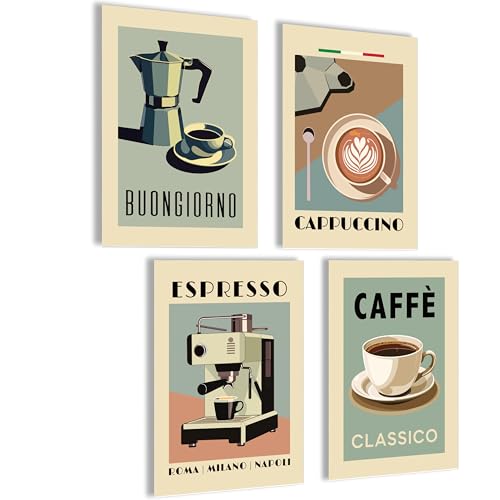 mojoliving Poster Kaffee Bilder Kaffee Bild Wandbilder für die Küche Poster Aesthetic Deko Küchenbilder Vintage Bilder Wohnzimmer Deko Küche
