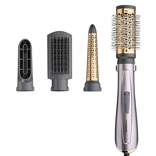 BaByliss Air Style 1000 – All-in-One Warmluftbürste, Volumizer, Glättbürste und Lockenstab, Ionen-Technologie für Anti-Frizz, 4 Aufsätze, Kupfer/Grau, AS136E