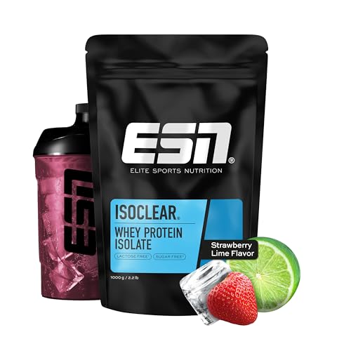 ESN ISOCLEAR Whey Isolate Protein Pulver, 1000g, Strawberry Lime, Proteinlimo mit fruchtig leckerem Geschmack, clear Whey - made in Germany