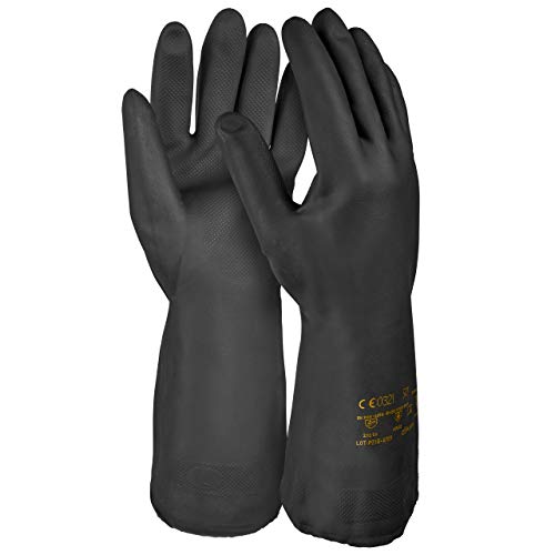 HandschuhMan. 1 Paar Schwarze Gummihandschuhe Neopren, lebensmittelgeeignet, Chemikalienbeständig (11/XXL)