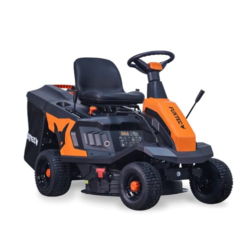 FUXTEC Aufsitzmäher FX-RMR66, Rasentraktor mit eStart, Schnittbreite 66 cm, 6PS, 150 L Fangkorb, Schnitthöhe verstellbar, für große Flächen, inkl. Trichter für Seitenauswurf