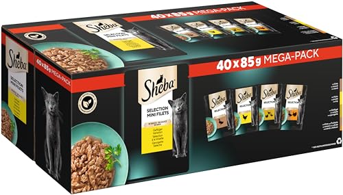 SHEBA Adult Katzenfutter nass - 40x85g Portionsbeutel - Geflügel Variation in Sauce - Nassfutter für Katzen - 1 Großpackung