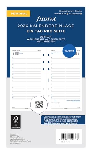 Filofax Kalender Personal 1 Tag pro Seite (deutsch)2026