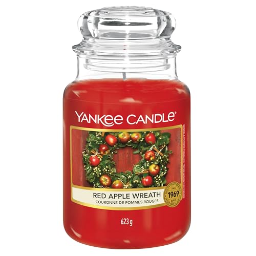 Yankee Candle Duftkerze im Glas (groß) | Red Apple Wreath | Kerze mit langer Brenndauer bis zu 150 Stunden | Perfekte Geschenke für Frauen