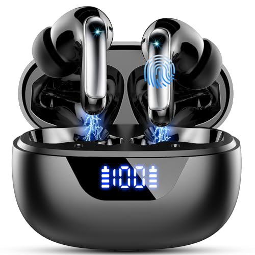 Bluetooth Kopfhörer, In Ear Kopfhörer Kabellos Bluetooth 5.3 mit 4 ENC Noise Cancelling Mic, 48 Std Wireless Earbuds Hi-Fi Stereo, IP7 Wasserdicht Ohrhörer für iOS Android, LED Anzeige, USB-C, Schwarz