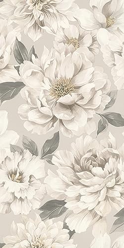 Rasch Tapete 201352 - Helle Tapete mit Blumen in hellem Grau und zartem Beige, Blumentapete - 10,05m x 0,53m (LxB)