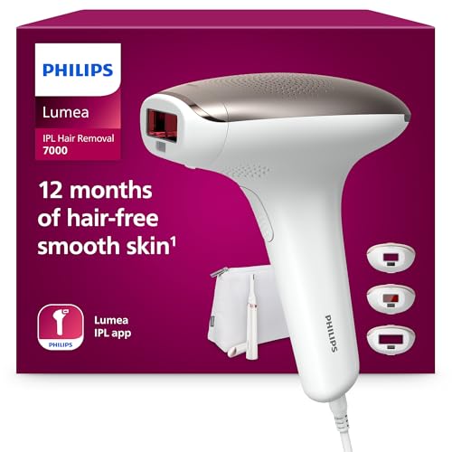 Philips Lumea IPL 7000 Series Haarentfernungsgerät – Alternative zur Laserhaarentfernung – 3 Aufsätze für Körper, Gesicht & Bikinizone, inkl. Korrekturtrimmer (BRI923/00)