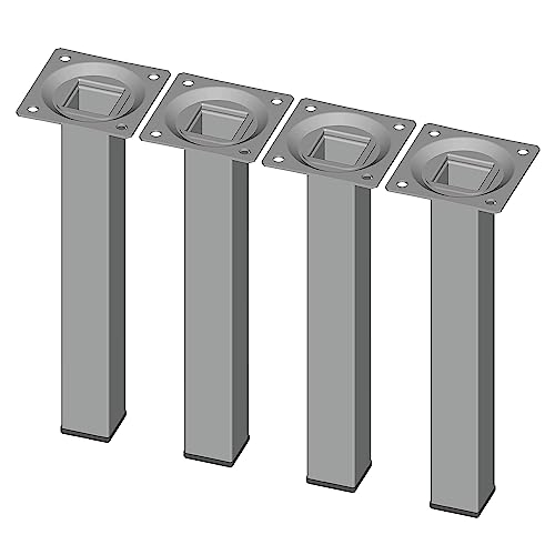 Element System Möbelfuß eckig – Vierkant-Metallfuß, ideal als Tischbein für die Gestaltung individueller Möbelstücke – 25 x 25 mm, Länge 200 mm, Weißalu