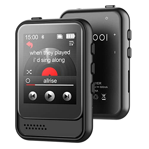 MP3-Player mit Bluetooth, tragbarer Musikplayer mit integriertem Micro-SD-Kartensteckplatz und HD-Lautsprecher, unterstützt FM-Radio, Sprachaufzeichnung, kompletter Touchscreen, max 256 GB erweiterbar
