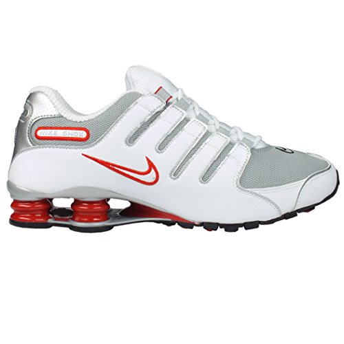 Nike Herren Shox Nz Sneaker, White Metallic Silver Sport Red Cool Grey Black Cool Grey, 41 EU