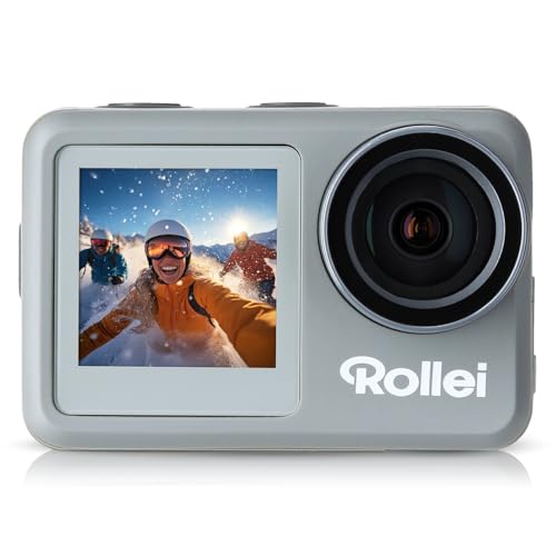 Rollei Action-Cam 9s Plus I 4K 60fps Unterwasserkamera mit Selfie-Display, Bildstabilisierung, Zeitraffer, Slow-Motion, Loop Funktion I Wasserdicht bis 10m, 65,5 x 43,8 x 26,5 mm