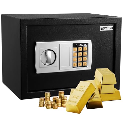 Ecosa Elektronischer Tresor 35x25x25cm mit Kombinationsschloss und Schlüssel - Hotelsafe, Möbeltresor, Wandtresor für Zuhause und Kinder - Elektrischer Safe 3x extra dicke Doppelbolzenverriegelung