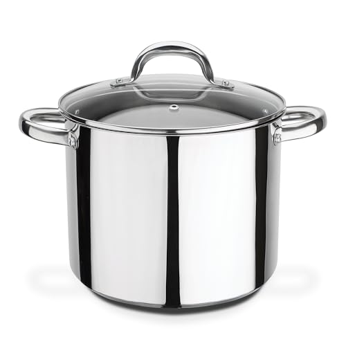 GSW ‎990264 Montreal – hochwertiger Gemüse-Kochtopf mit Deckel, sichere Kaltmetallgriffe, Topf auch für Induktion und Backofen geeignet – Edelstahl, ⌀24 cm, Silber / Durchsichtig
