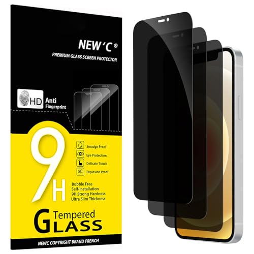 NEW'C 3 Stück, Sichtschutz für iPhone 12,iPhone 12 Pro für Panzerglas (6,1 Zoll) für Panzerglas, Verbesserter 28-Grad-schutzwinkel, Ultra-Haltbare 9H Härte, Blasenfrei