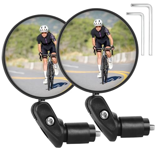 OSIGEI Fahrradspiegel 360-Grad drehbar, Umweltfreundliches & Langlebiges ABS-Material, Universeller Lenkerhalter (17,4-22 mm) für City-Bikes, Mountainbikes, E-Bikes (2 Stück)