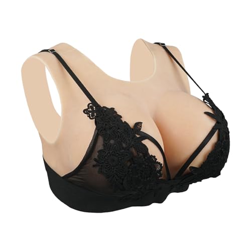 KUMIHO Silikon Brüste für Crossdresser – Künstliche Crossdresser Brüste B-G Cup mit Rundem Hals und Offenem Rücken für Drag Queens