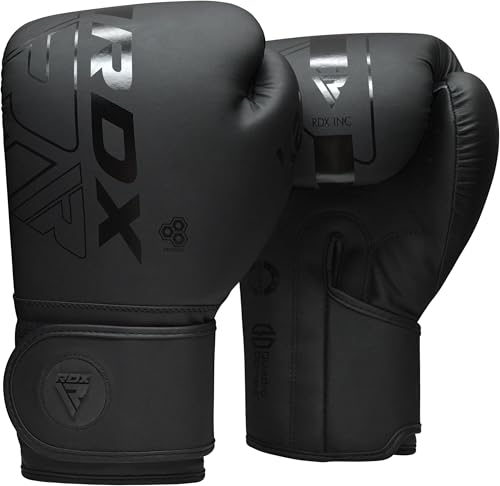 RDX Boxhandschuhe, Muay Thai Kickboxen Sparring, Maya Hide Leder Kara Boxing Gloves Männer Damen, Boxsack Punchinghandschuhe, Kickboxhandschuhe MMA Kampfsport Training Adult 8 10 12 14 16 18oz