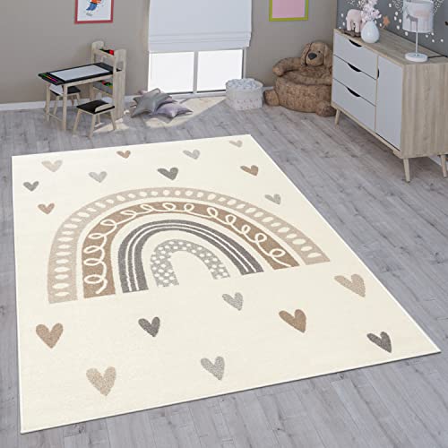 Paco Home Kinderteppich Teppich Kinderzimmer Mädchen Jungs Verschiedene Motive Und Größen, Grösse:120x160 cm, Farbe:Beige