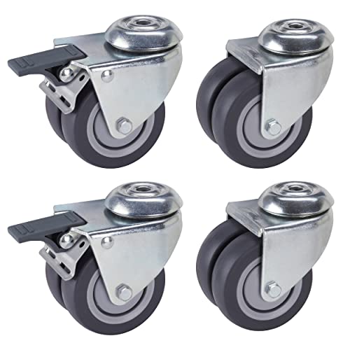 Dörner + Helmer 4er Set, Apparate-Doppelrolle 75 mm TPE mit Rückenloch 10,2 mm, Fadenschutz, Rollenmix, Tragkraft 300 kg/Set