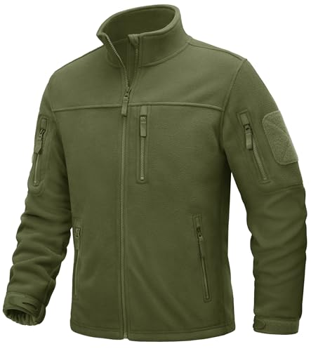 TACVASEN Herren Fleecejacke Military Fleece Army Jacket Warm Jacke Winter für Outdoor (L, Armeegrün)