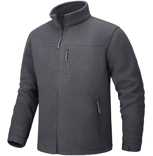 TACVASEN Herren Fürhlingsjacke Sport Fleecejacke Outdoor Warme Übergangsjacke (3XL, Dunkelgrau)