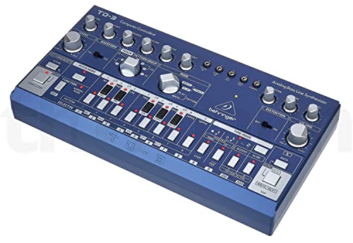 Behringer TD-3-BU Analoger Bass-Line-Synthesizer mit VCO, VCF, 16-Stufen-Sequenzer, Distortion-Effekten und 16-stimmiger Polykette
