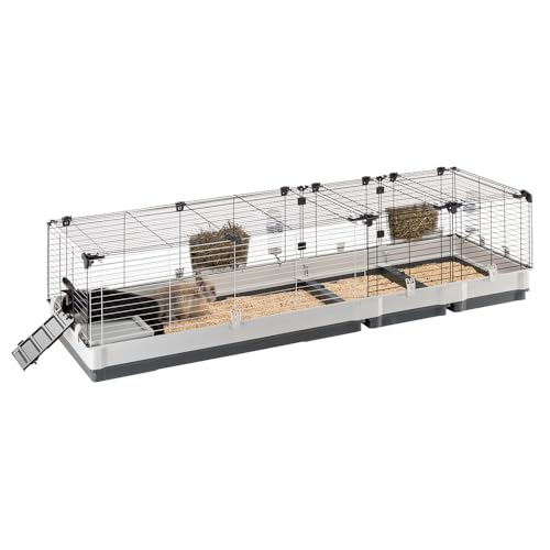 FERPLAST - Meerschweinchen Käfig - Hasenkäfig - Kaninchenkäfig - Häuschen und Zubehör Inklusive - Viel Platz für Kaninchen - Öffnenden & Modular 205 x 60 x h 50 cm - Krolik, 200