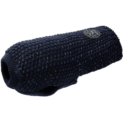 HUNTER Hundepullover FINJA, Farbe: dunkelblau, Warmer Strickpullover für kalte Tage, reflektierendes Garn für mehr Sichtbarkeit, weich & elastisch, komfortabel, waschbar bei 30°C, Größe: 35