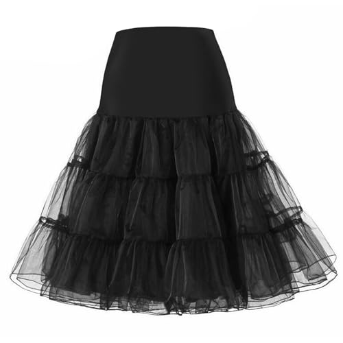 Cadimus Damen Petticoat Unterrock Schwarz L, Kurz Reifrock Vintage, für Abschlussball Abend Brautkleid