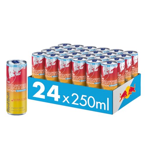 NEU: Red Bull Energy Drink Winter Edition Sugarfree - 24er Palette Dosen - Getränke mit Fuji-Apfel und Ingwer-Geschmack, EINWEG (24 x 250 ml)