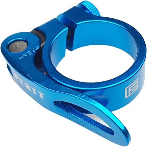 PLATT Fahrrad Sattelklemme mit Schnellspanner Aluminium Legierung Sattelklemme 28,6/31,8/34,9 mm (Blau, 31.8mm)