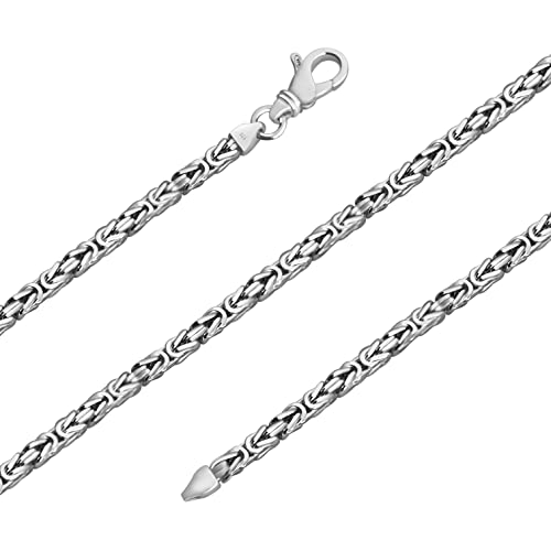 Avesano 925 Sterling Silber Königskette Herren Halskette, 3 mm Breite echte Königskette massiv gearbeitet mit Schmuck Box, Länge 55 cm, Modell 101095-055