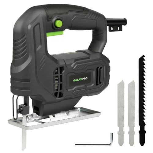 GALAX PRO Stichsäge, 400 W, 3000 U/min, für Holz, Neigungswinkel verstellbar von ± 45 °, 2 Sägeblätter, geeignet für Metall und Holz