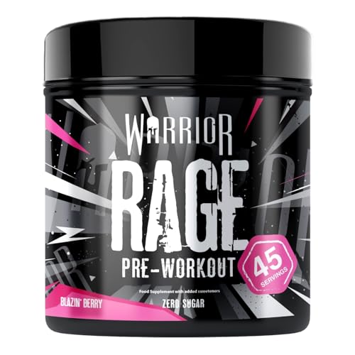 Warrior Rage Pre-Workout Pulver 392 g (Mächtige Beere) – Energy-Drink Booster mit Kreatin, Beta-Alanin, Koffein & Vitamin C – muskelaturaufbau, Energie, Fokus & Pump – 45 Portionen