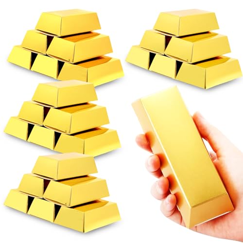 24 Stücke Goldbarren Süßigkeiten Boxen, Geschenkbox, Süßigkeiten Schachtel, Gastgeschenkboxen, Für Party, Hochzeit, 14,5 × 5 × 3 cm