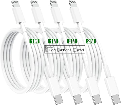 USB C Lightning Kabel Apple MFi-Zertifiziert (4pack 1M+2M) iPhone Ladekabel USB C Schnellladekabel Kompatibel Mit iPhone 14/13/13 Pro/12/12 Pro Max/11 Pro/X/XS/XR/8/7/6/6s/Plus/iPad