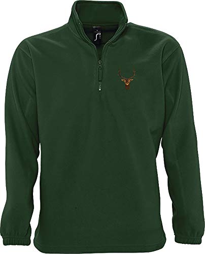 Baddery Jäger Fleece Pullover: Hirsch - Jägerbekleidung - Jagd-Kleidung - Wald Förster Pulli Sweatshirt Outdoor Pirsch Jagdausrüstung (L)