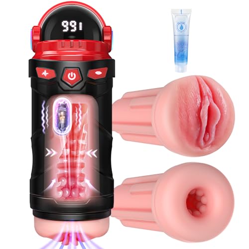 Masturbieren für Männer Elektrisch Masturbator mit Dual Pads, Sex Spielzeug für die Männer Paare Toys mit 7 Vibration & Saugen, Taschenmuschi Masturbatoren Sexspielzeug für Man Solo Penis Vibrator