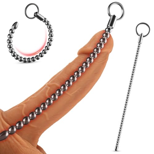 AMZII Dilator Harnröhre Edelstahl Penis Plug mit 225mm Kugeln Kette & Zugring,Neu Harnröhren Dilatatoren Männer Katheter Masturbator für Prostata Massage,SM Sexspielzeug für Männer Solo (Ø:6mm)