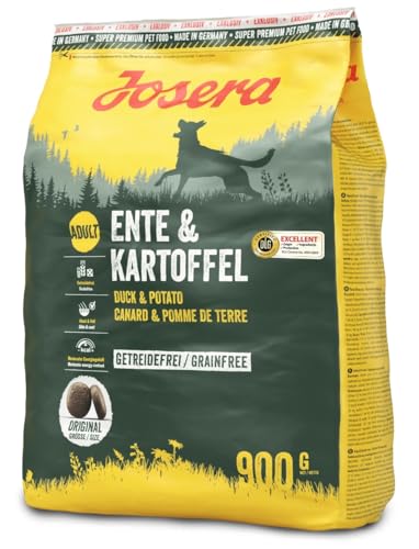Josera Ente & Kartoffel | 1 x 900g | Trockenfutter für Hunde | Getreidefrei | Für ausgewachsene Hunde mittlerer und großer Rassen