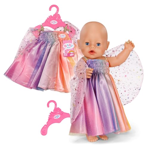 Baby Born Regenbogenkleid, Puppenkleid mit Flügeln und Glitzer für 43cm Puppen, 836132 Zapf Creation