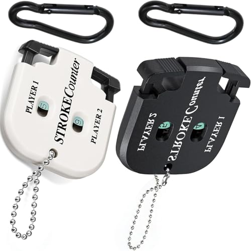 2 Stück Golf Ergebnis Zähler, Golf Scorer Zähler mit 2 Karabiner golf Ergebnis Indikator Handzähler zähler Spieler Schlagzähler mit Schlüsselkette für 2 Players Score Counters (Schwarz und Weiß)
