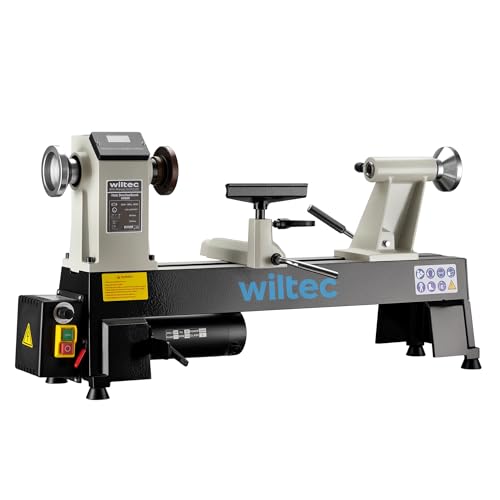 Wiltec Drechselbank 550 W mit variabler Drehzahl 650-3800 U/min, Drechselmaschine mit Planscheibe, Drehbank für Holz bis 457 mm Länge
