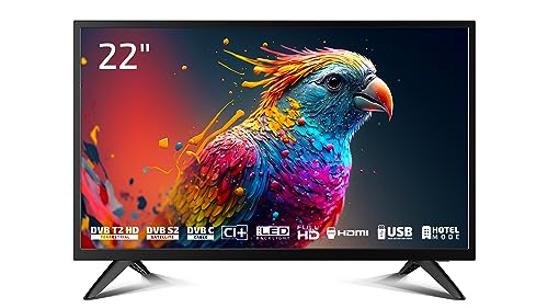 DYON Enter 22 Pro X2 55 cm (22 Zoll) Full-HD Fernseher (Triple Tuner (DVB-C/-S2/-T2), Hotelmodus, USB-Media Player) [Modelljahr 2023], Schwarz