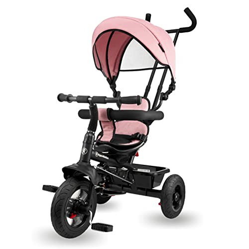 HyperMotion Dreirad ab 1 Jahr mit Schubstange - 3-in-1 Kinderfahrzeug für 1-4 Jahre, bis 20 kg - mit höhenverstellbarem Elterngriff und Schiebelenker, Rosa